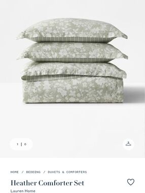 Lauren Ralph Lauren Green Floral Heather Comforter Set - KING Comforter, 2 Shams